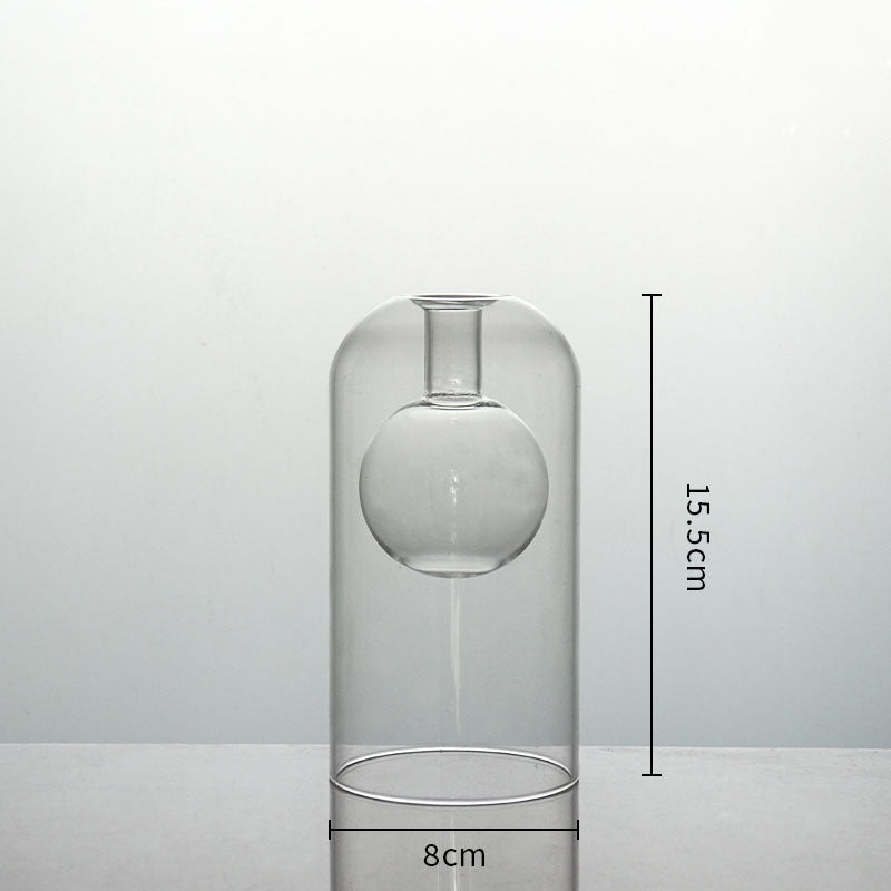 Vases Glass Vase Home Decor Room Decor Modern Wedding Decoration Hydroponic Flower Pot Double Glass Container Crafts Ornament - Che Cose Belle