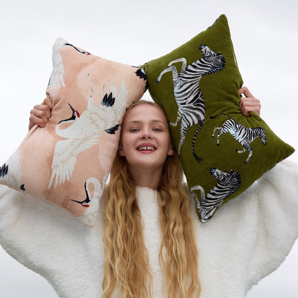 Velvet Watercolor Zebra Small Lumbar Pillow - Che Cose Belle