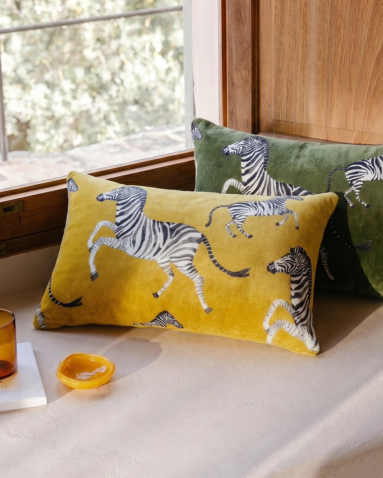 Velvet Watercolor Zebra Small Lumbar Pillow - Che Cose Belle