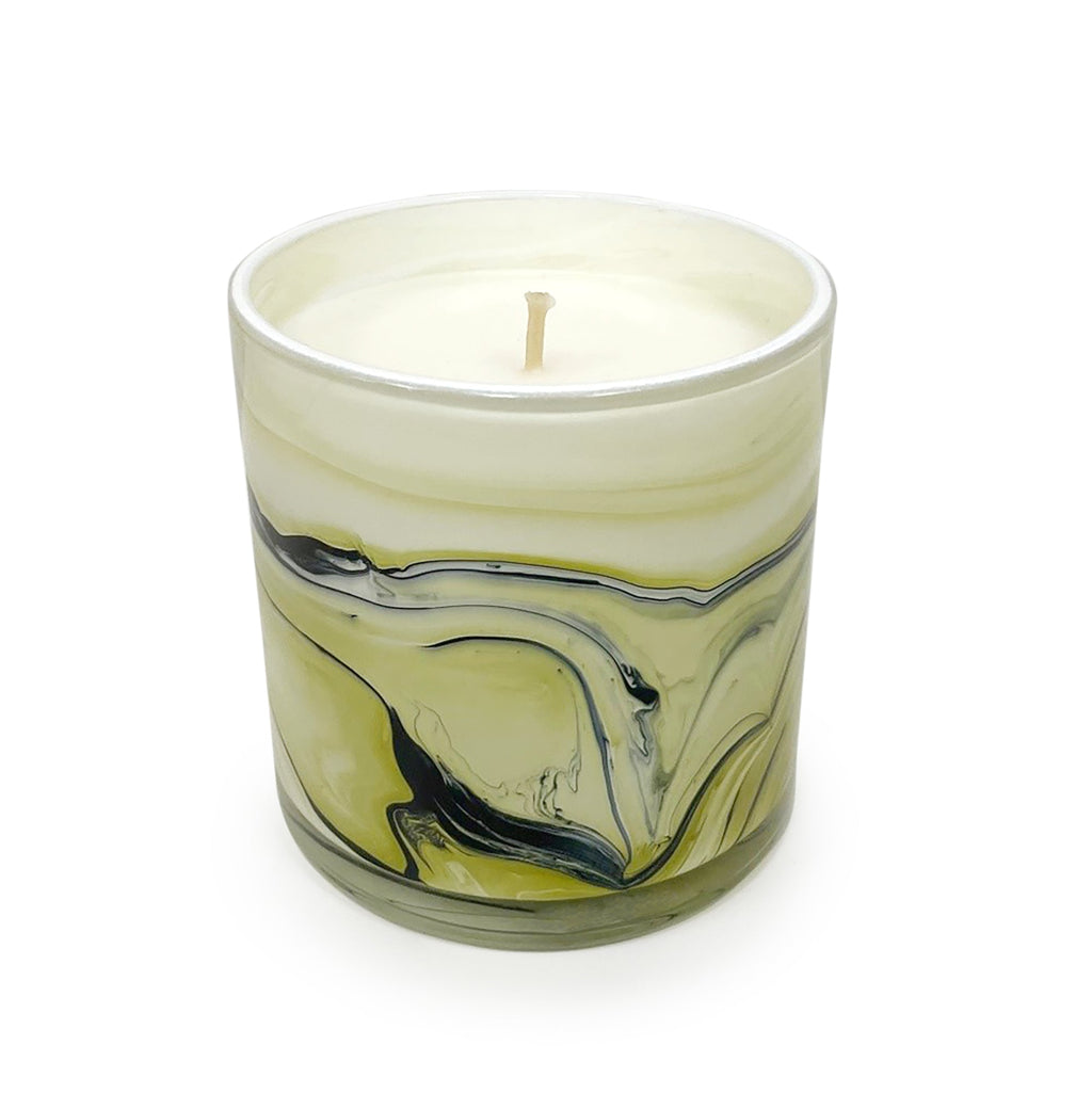 Vetiver & Oak 14 oz. Swirl Glass Candle - Che Cose Belle