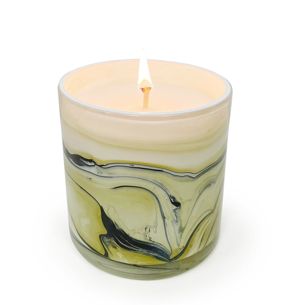 Vetiver & Oak 14 oz. Swirl Glass Candle - Che Cose Belle