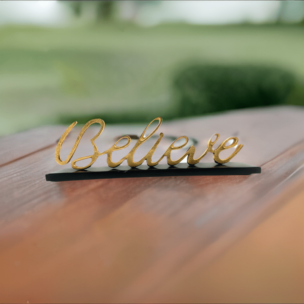 Vibhsa Believe Decorative Home Accent (12.5", Rustic Gold) - Che Cose Belle