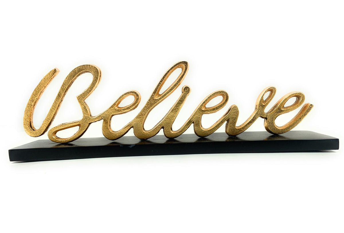 Vibhsa Believe Decorative Home Accent (12.5", Rustic Gold) - Che Cose Belle