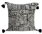 Vibhsa Black & White Geometric Throw Pillow 20x20 with Tassels - Che Cose Belle