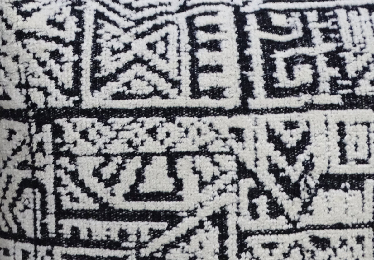 Vibhsa Black & White Geometric Throw Pillow 20x20 with Tassels - Che Cose Belle