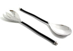 Vibhsa Salad Serving Set of 2 (Twisted Handle, Silver Finish) - Che Cose Belle