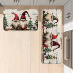 VIKAMA 2-Piece Christmas Rug Set White-Bearded Father Christmas Design Kitchen Mat Entrance Doormat Non-Slip Festive Home Decor - Che Cose Belle