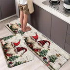 VIKAMA 2-Piece Christmas Rug Set White-Bearded Father Christmas Design Kitchen Mat Entrance Doormat Non-Slip Festive Home Decor - Che Cose Belle