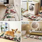 VIKAMA 2-Piece Christmas Rug Set White-Bearded Father Christmas Design Kitchen Mat Entrance Doormat Non-Slip Festive Home Decor - Che Cose Belle