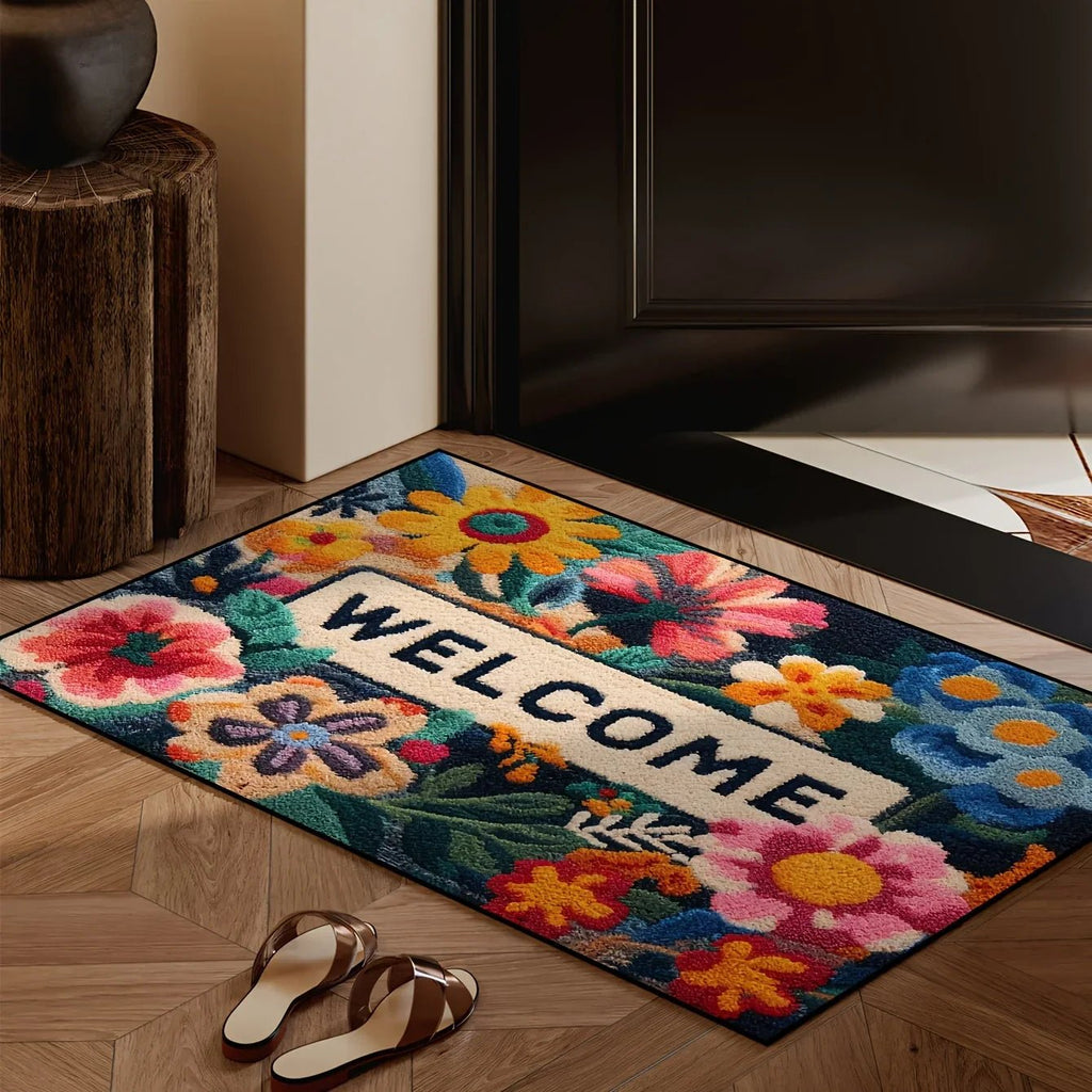 VIKAMA Beautiful Flower Doormat Non-slip Floor Mat Absorbent Bathroom Mat Rug For Bedroom Living Room Carpet Welcome Mat - Che Cose Belle