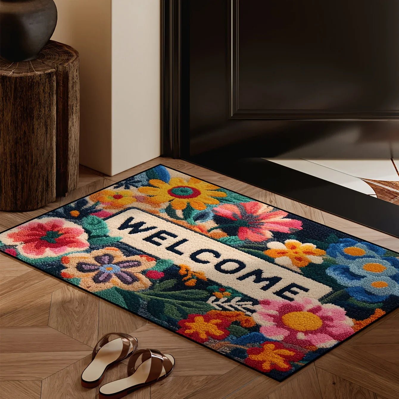 VIKAMA Beautiful Flower Doormat Non-slip Floor Mat Absorbent Bathroom Mat Rug For Bedroom Living Room Carpet Welcome Mat - Che Cose Belle