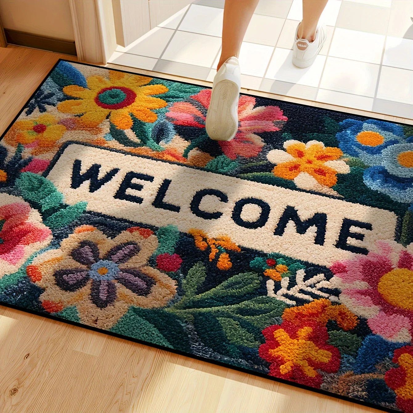 VIKAMA Beautiful Flower Doormat Non-slip Floor Mat Absorbent Bathroom Mat Rug For Bedroom Living Room Carpet Welcome Mat - Che Cose Belle