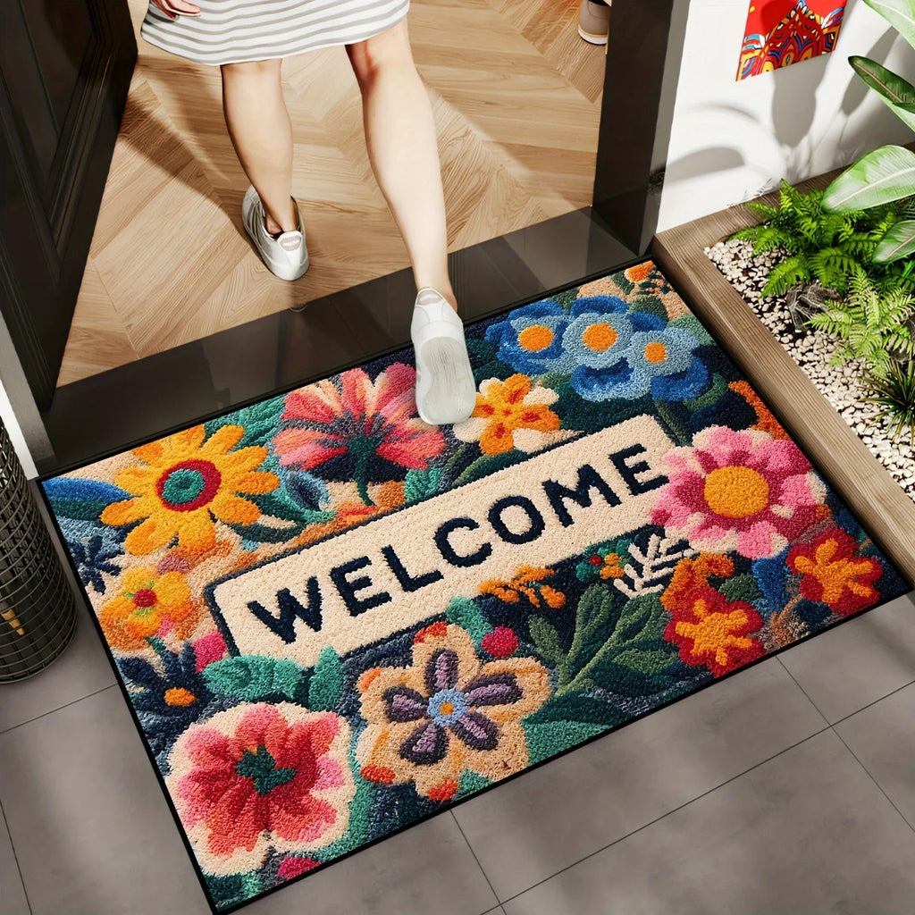 VIKAMA Beautiful Flower Doormat Non-slip Floor Mat Absorbent Bathroom Mat Rug For Bedroom Living Room Carpet Welcome Mat - Che Cose Belle
