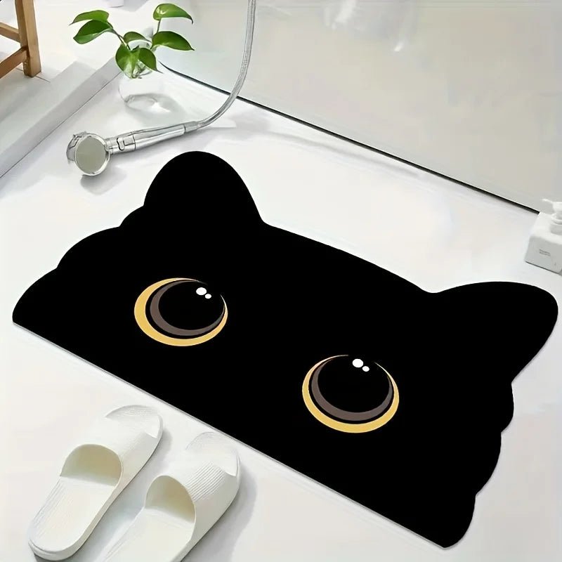 VIKAMA Black Cat Floor Mat Cute Cartoon Bathroom Mat Waterproof Non-slip Doormat Toilet Floor Rug Welcome Mat Home Decoration - Che Cose Belle