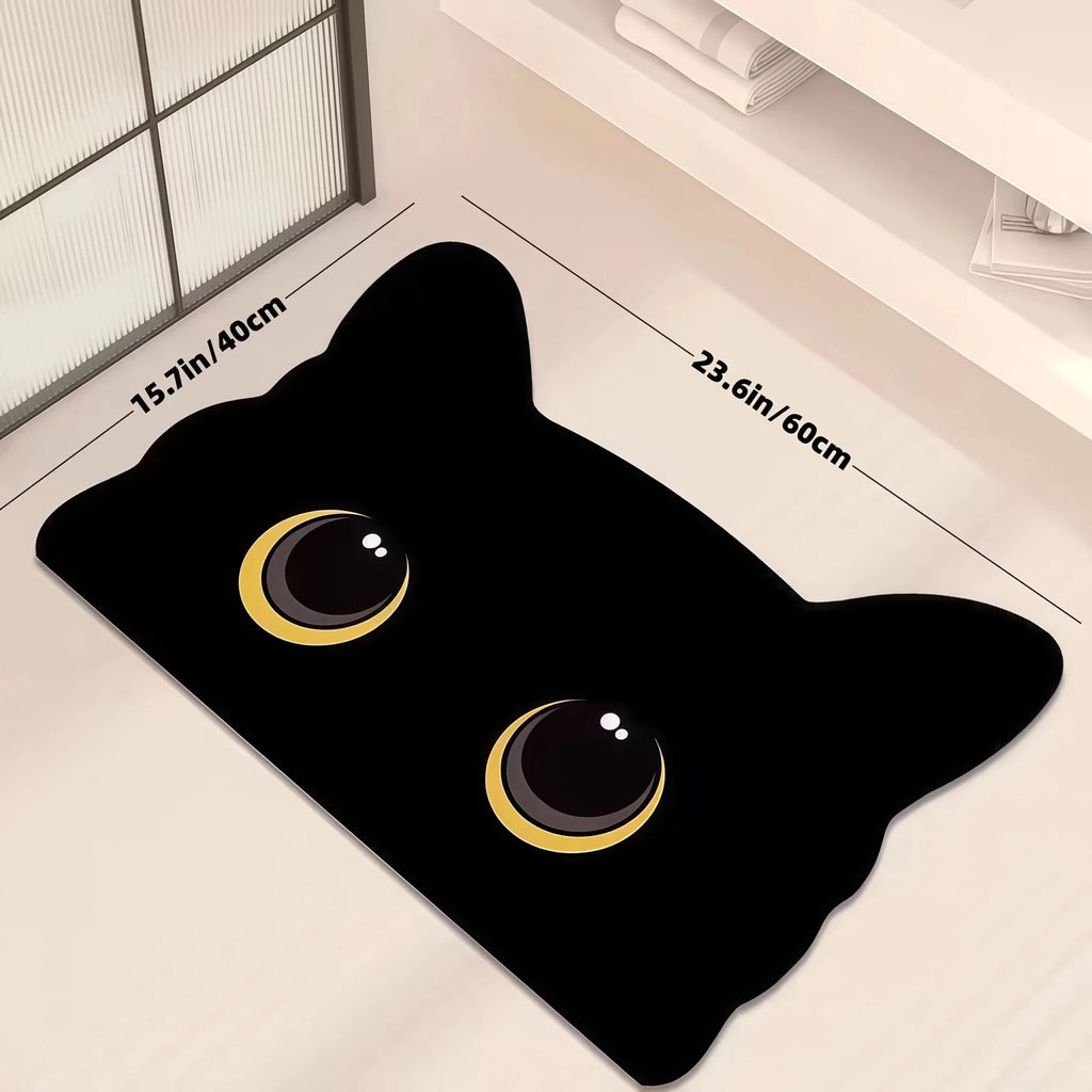 VIKAMA Black Cat Floor Mat Cute Cartoon Bathroom Mat Waterproof Non-slip Doormat Toilet Floor Rug Welcome Mat Home Decoration - Che Cose Belle