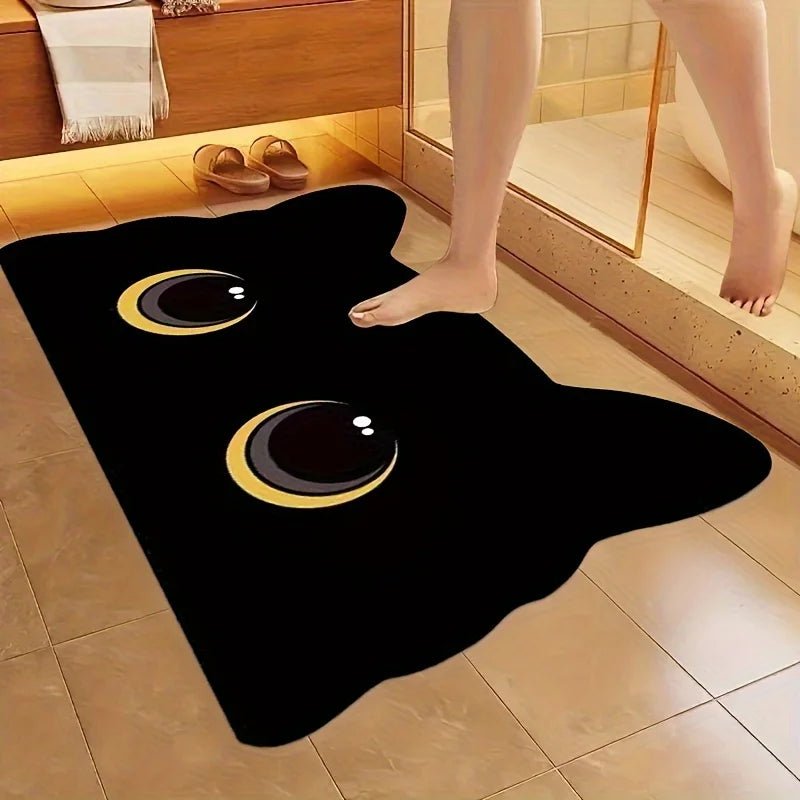 VIKAMA Black Cat Floor Mat Cute Cartoon Bathroom Mat Waterproof Non-slip Doormat Toilet Floor Rug Welcome Mat Home Decoration - Che Cose Belle