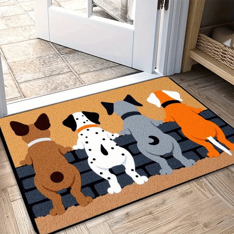 VIKAMA Cartoon Carpet Four Puppies Doormat Welcome Carpet Living Room Carpet Rug For Bedroom Outdoor Carpet Home Decoration - Che Cose Belle