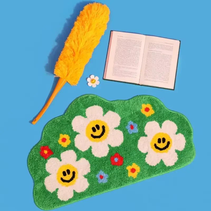 VIKAMA Cartoon Rainbow Floral Rug Soft Non-Slip Doormat For Home Use Bathroom Mat Bedside Rug For Bedroom Home Decor - Che Cose Belle