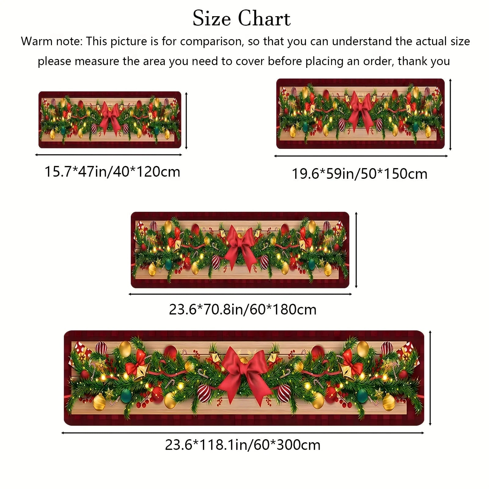 VIKAMA Christmas Carpet Long Carpet Hallway Rug Soft Living Room Carpet Rug For Bedroom Doormat Welcome Mat Christmas Decoration - Che Cose Belle