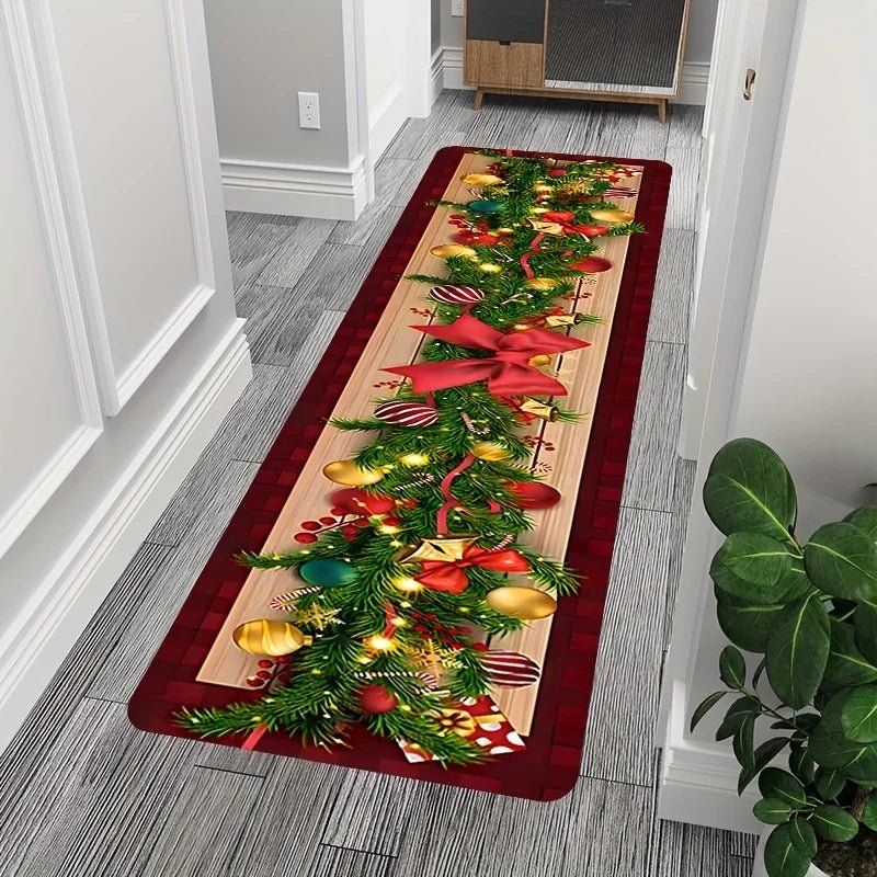 VIKAMA Christmas Carpet Long Carpet Hallway Rug Soft Living Room Carpet Rug For Bedroom Doormat Welcome Mat Christmas Decoration - Che Cose Belle
