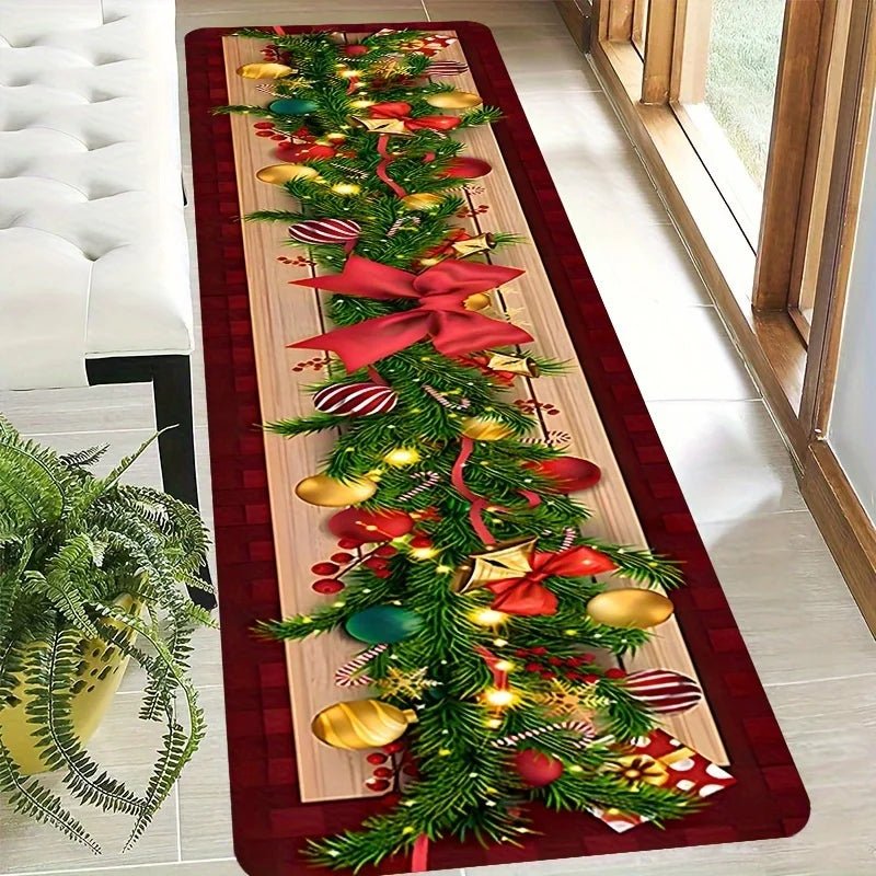 VIKAMA Christmas Carpet Long Carpet Hallway Rug Soft Living Room Carpet Rug For Bedroom Doormat Welcome Mat Christmas Decoration - Che Cose Belle
