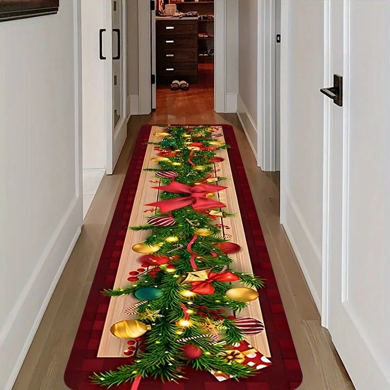 VIKAMA Christmas Carpet Long Carpet Hallway Rug Soft Living Room Carpet Rug For Bedroom Doormat Welcome Mat Christmas Decoration - Che Cose Belle