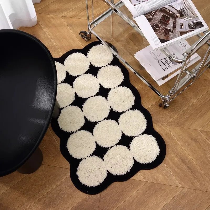 VIKAMA Ins Style Black and White Simple Short Plush Floor Mat Entry Door Wear Dirt-resistant Foot Mat Bathroom Entrance Carpet - Che Cose Belle