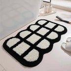 VIKAMA Ins Style Black and White Simple Short Plush Floor Mat Entry Door Wear Dirt-resistant Foot Mat Bathroom Entrance Carpet - Che Cose Belle