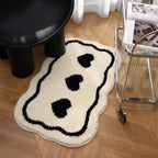 VIKAMA Ins Style Black and White Simple Short Plush Floor Mat Entry Door Wear Dirt-resistant Foot Mat Bathroom Entrance Carpet - Che Cose Belle