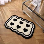 VIKAMA Ins Style Black and White Simple Short Plush Floor Mat Entry Door Wear Dirt-resistant Foot Mat Bathroom Entrance Carpet - Che Cose Belle