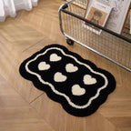 VIKAMA Ins Style Black and White Simple Short Plush Floor Mat Entry Door Wear Dirt-resistant Foot Mat Bathroom Entrance Carpet - Che Cose Belle
