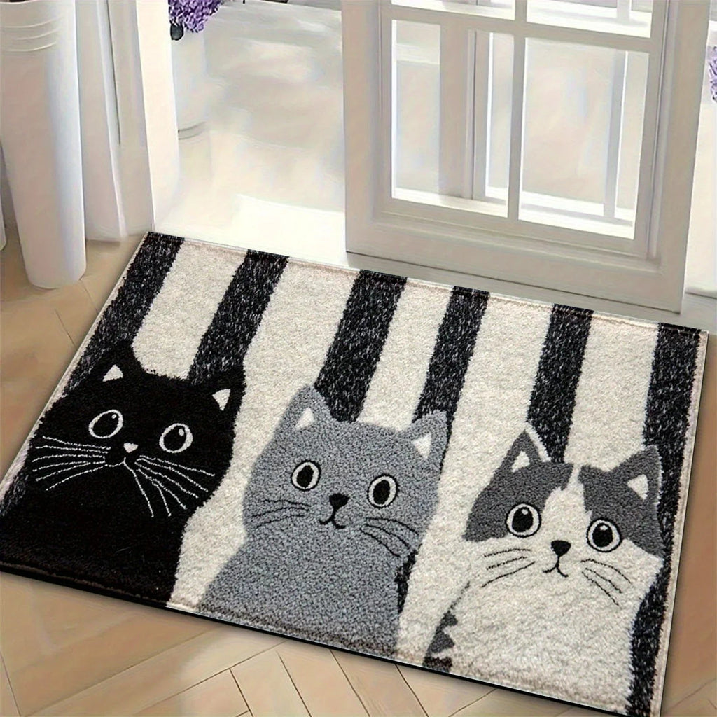VIKAMA Striped Cartoon Cat Carpet Soft Doormat Waterproof Floor Mat Rug For Bedroom Carpet For Live Room Outdoor Carpet Home Dec - Che Cose Belle