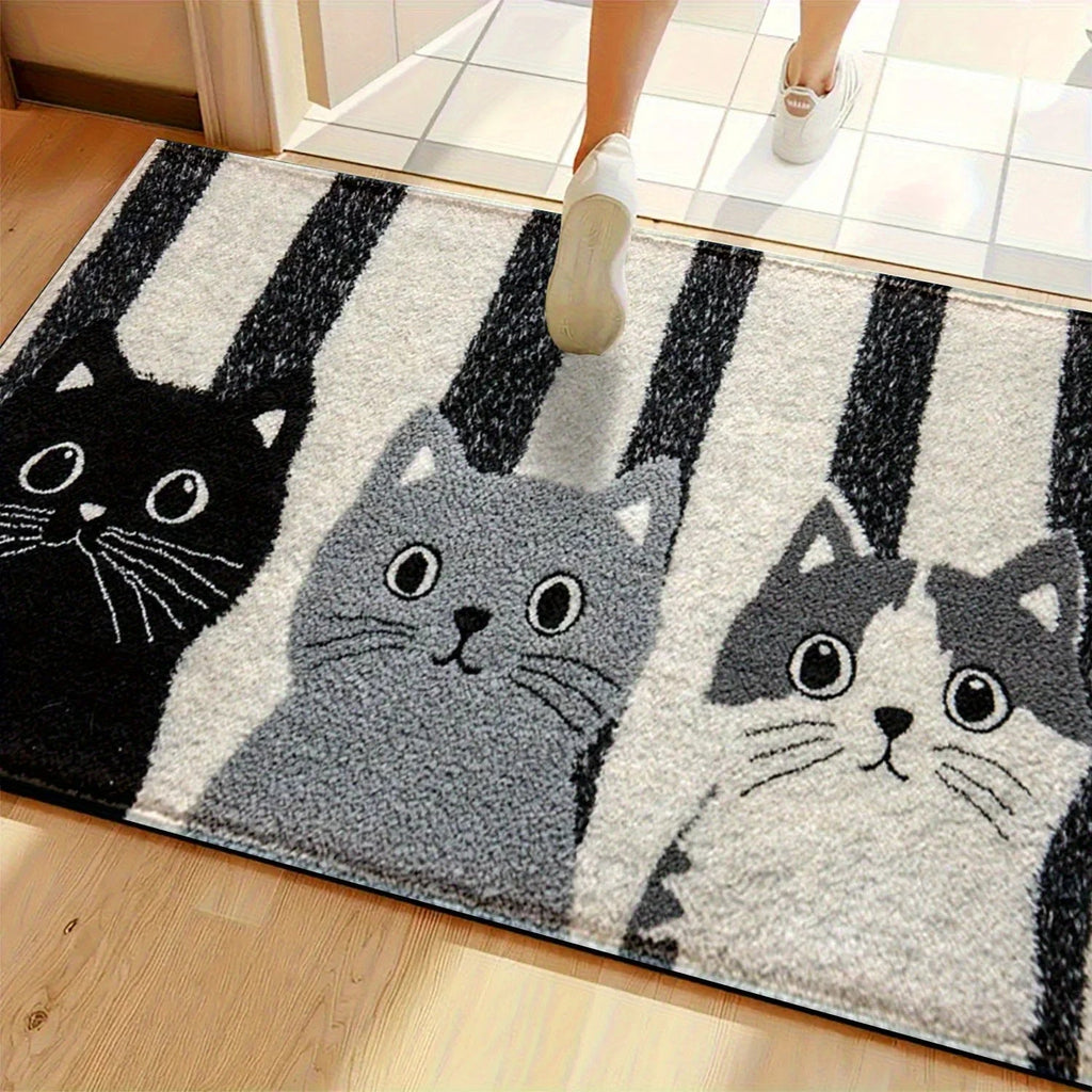 VIKAMA Striped Cartoon Cat Carpet Soft Doormat Waterproof Floor Mat Rug For Bedroom Carpet For Live Room Outdoor Carpet Home Dec - Che Cose Belle