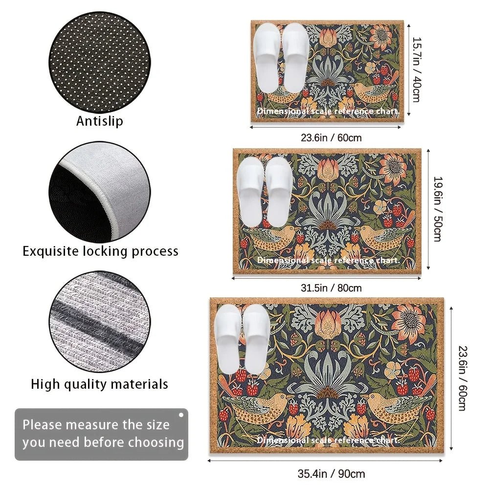 VIKAMA Vintage Carpet Premium Garden Pattern Doormat Welcome Mat Outdoor Carpet Rug For Bedroom Carpet For Live Room Home Decor - Che Cose Belle