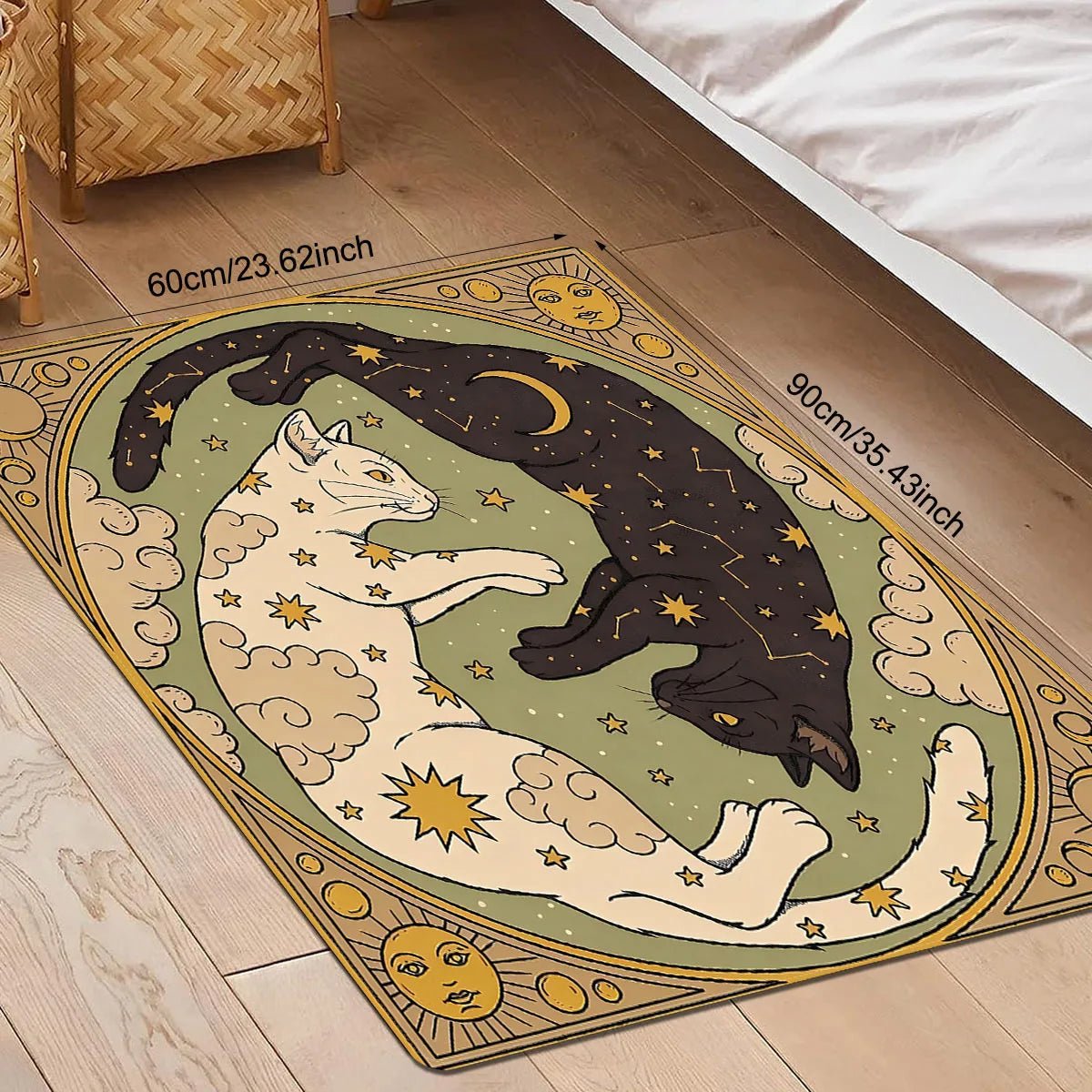 VIKAMA Yin Yang Cat Floor Mat Feature Doormat Soft Rug For Bedroom Creative Living Room Carpet Welcome Mat Outdoor Carpet Home D - Che Cose Belle