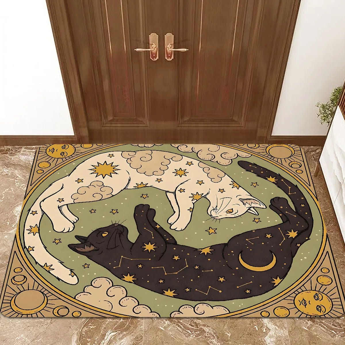 VIKAMA Yin Yang Cat Floor Mat Feature Doormat Soft Rug For Bedroom Creative Living Room Carpet Welcome Mat Outdoor Carpet Home D - Che Cose Belle