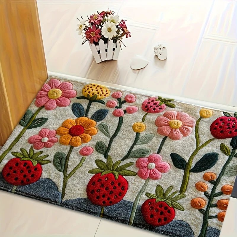 VIKAMA2D Garden Flower Doormat Rug For Bedroom Living Room Carpet Fireplace Floor Mat Kitchen Rug Non-slip Bathroom Mat Home Dec - Che Cose Belle