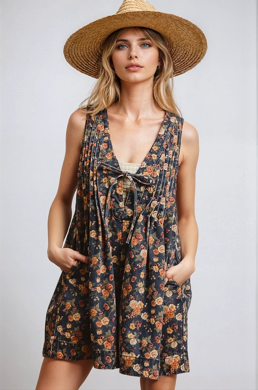 Vintage Bloom Denim Romper - Che Cose Belle