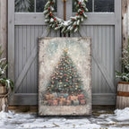 Vintage Christmas Tree With Gifts Wall Art - Che Cose Belle