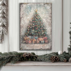 Vintage Christmas Tree With Gifts Wall Art - Che Cose Belle