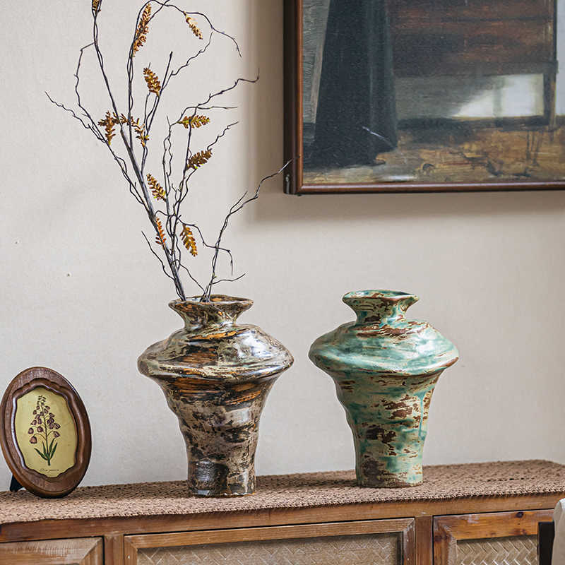 Vintage Dried Flower Branch Pottery Pot Decorative Ceramic Vase - Che Cose Belle