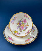 Vintage Foley Fine Bone China Tea Cup & Saucer, Mint Green Floral, Made in England - Che Cose Belle