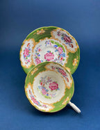 Vintage Foley Fine Bone China Tea Cup & Saucer, Mint Green Floral, Made in England - Che Cose Belle