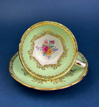 Vintage Foley Fine Bone China Tea Cup & Saucer, Mint Green Floral, Made in England - Che Cose Belle