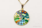 Vintage Glass Murano Millefiori Flowers Gold Vermeil Sterling Silver Necklace - Che Cose Belle