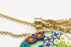 Vintage Glass Murano Millefiori Flowers Gold Vermeil Sterling Silver Necklace - Che Cose Belle