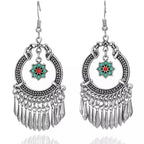 Vintage Indian Flower Tassel Boho Dangle Earrings - Che Cose Belle
