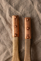 Vintage Inspired Wood Serving Utensils with Copper Strap Handles - Che Cose Belle