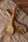 Vintage Inspired Wood Serving Utensils with Copper Strap Handles - Che Cose Belle