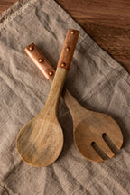 Vintage Inspired Wood Serving Utensils with Copper Strap Handles - Che Cose Belle